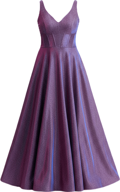 Trendy Plus Size Glitter V-Neck Sleeveless Gown