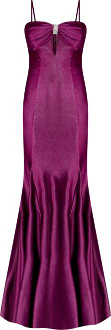 Juniors' Glitter Long Pleated Mermaid Gown