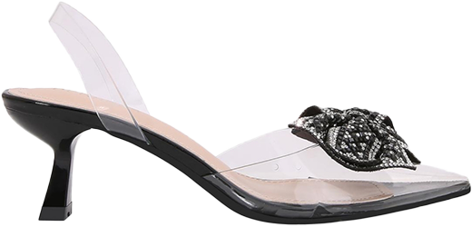 Ninetta Clear Slingback Heels with Crystal Bow