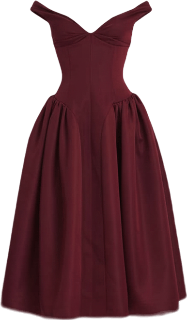 Women's Omella Burgundy Ruched Bust Sweetheart Flared Maxi Dress