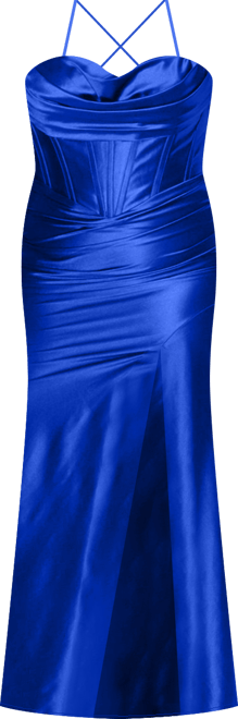 Women's Pleated Draped Sweetheart Neckline Slim Fitted Gown