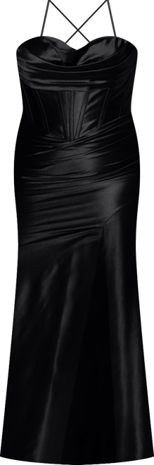 Women's Pleated Draped Sweetheart Neckline Slim Fitted Gown