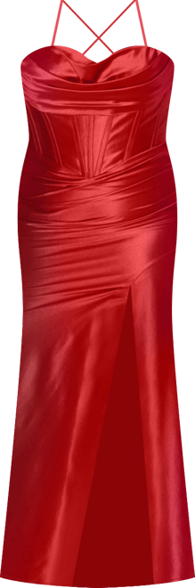 Women's Pleated Draped Sweetheart Neckline Slim Fitted Gown