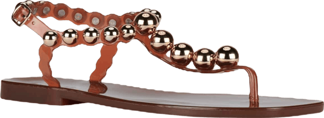 Women's Plated Studded T-Strap Jelly Sandals