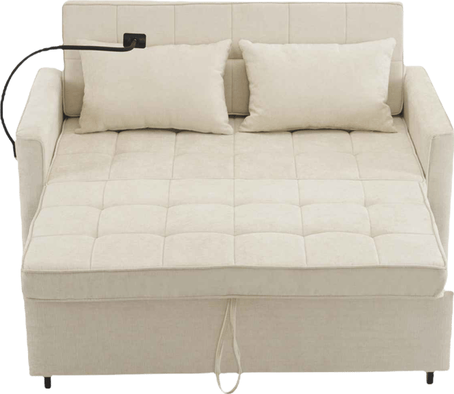 Loveseat Sofa Bed with Reversible Backrest, Side Pockets, Usb Ports and Phone Holder