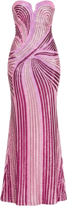 Juniors' Swirl Strapless Sequined Dress