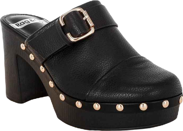 Womens Septim Genuine Leather Studded Clog Heels