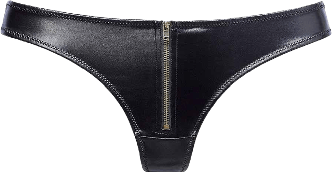 Women's Faux Leather Zip Thong