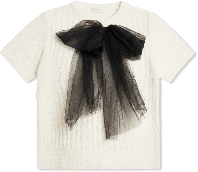 Women's Sweater With Sheer Bow