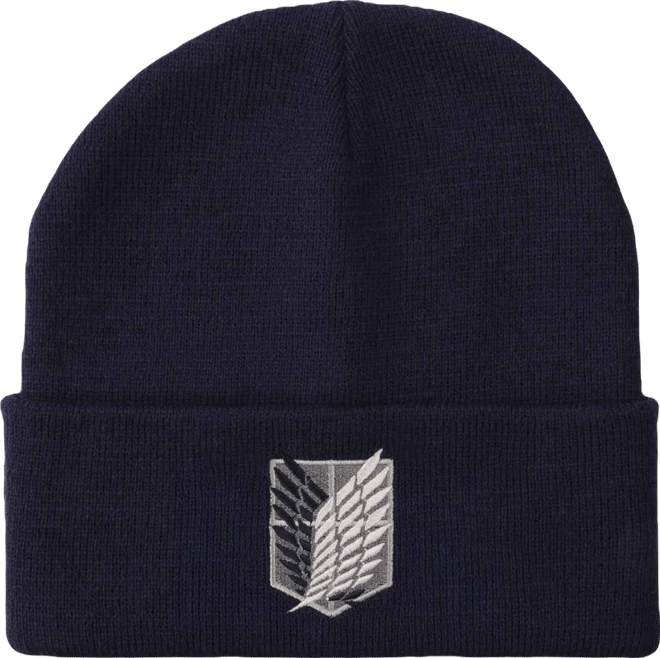 Men's Embroidered Survey Corps Logo Black Cuff Beanie