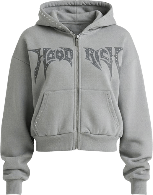 Women's Hoodrich Aspen Studded Boxy Cropped Full-Zip Hoodie