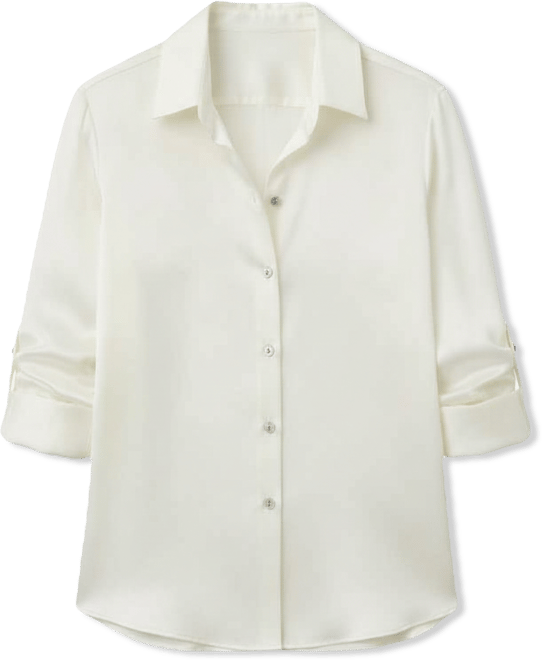 Spread Collar Silk Shirt for Women