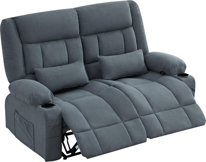 Recliner Loveseat with Cup Holders for Living Room Love Seat Manual Oversized Recliner with Ergonomic, Side Pocket for Adult