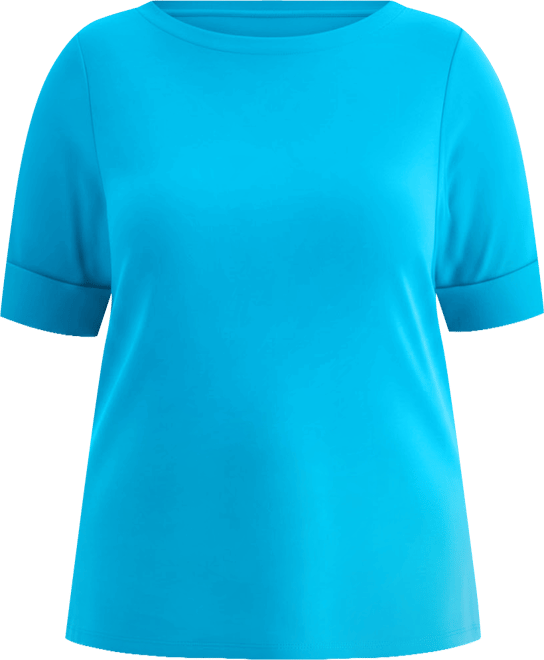 Plus Size Boat-Neck Elbow Sleeve Cotton Top, Exclusively at Macy's