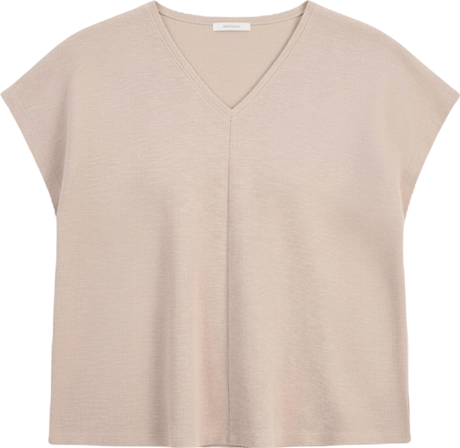 Women's Boxy V-Neck Cap-Sleeve Top