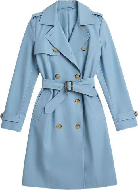 Womens Double-Breasted Belted Trench Coat