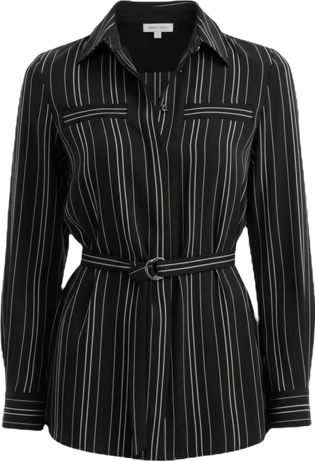 Women's Striped Button-Front Tie-Waist Shirt