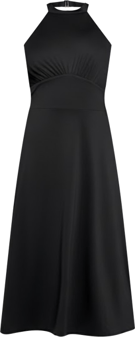 Women's Shapewear Sculpting Backless Halter A-Line Midi Dress