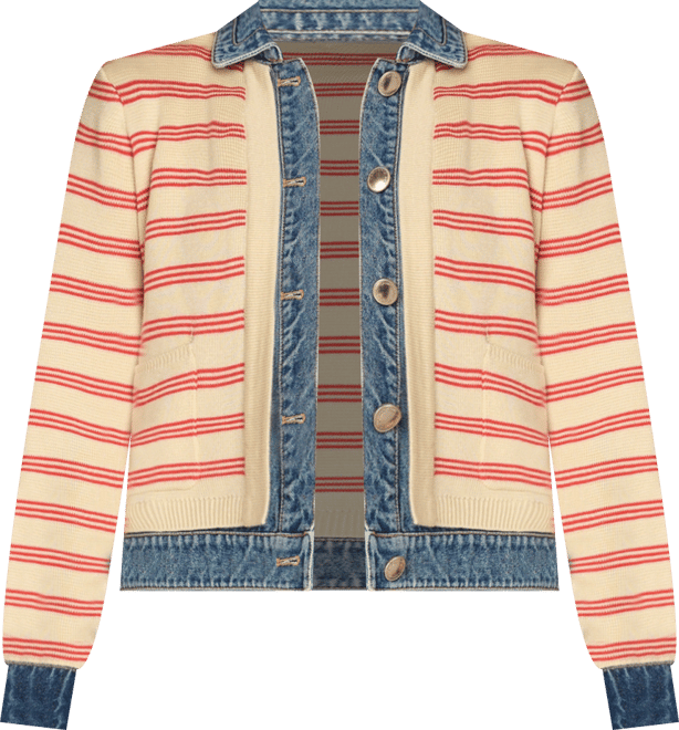 Petite Mixed Media Button-Down Jacket