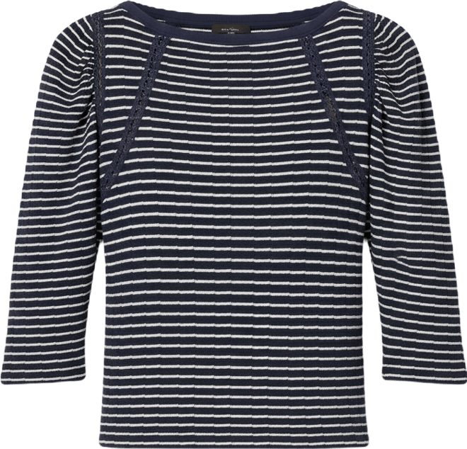 Petite Striped Boat Neck Knit Top