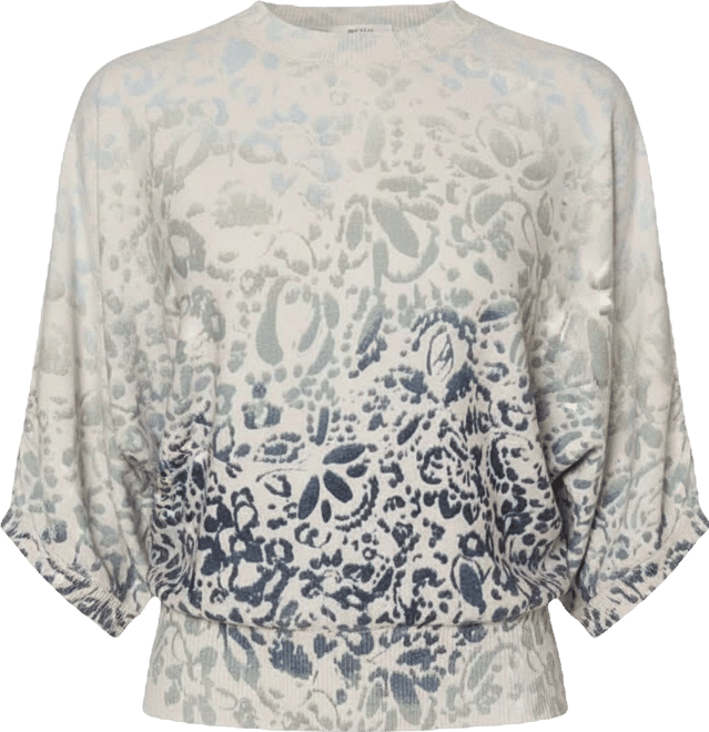 Petite Round Neck Dolman-Sleeve Printed Top