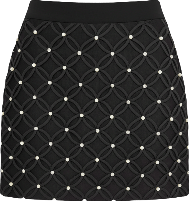 Women's Rhinestone And Pearl Detail Mini Skirt