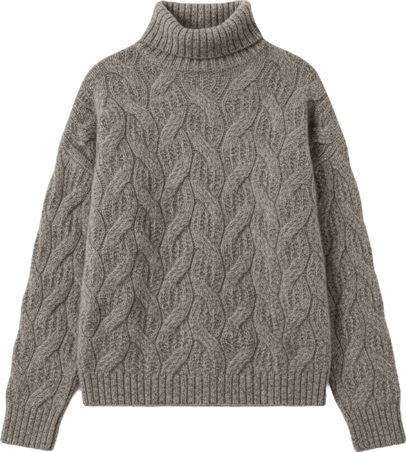 Women's Cable-Knit Cashmere Turtleneck Sweater