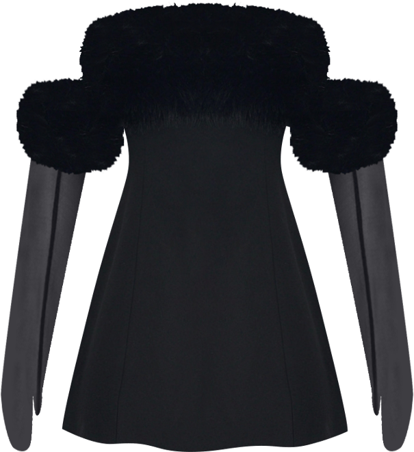 Women Evelyn Fur-Trimmed Mini A-Line Dress