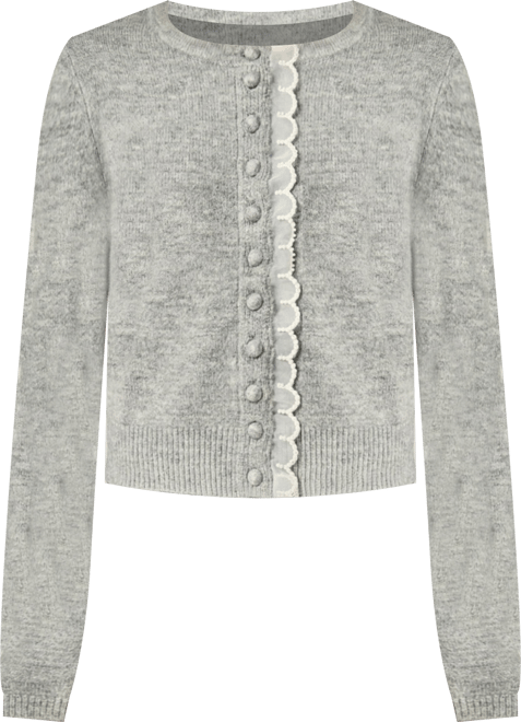 Women's Scallop Pearl Detail Knit Cardigan Jackets