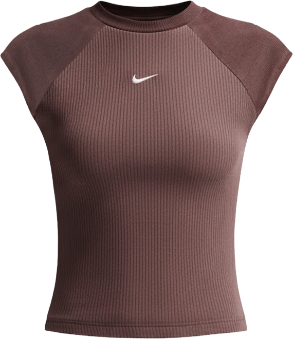 Nike Sportswear Chill Knit Geribde, strakke damestop met korte mouwen