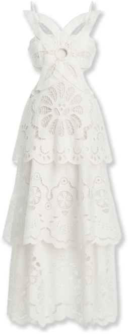 FARM Rio White Floral Richelieu Eyelet Maxi Dress | Bloomingdale's Women