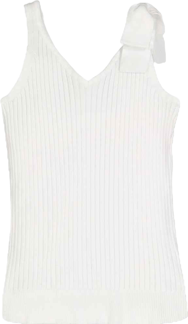Womens' V-Neck Rib Knit Tank with Bow