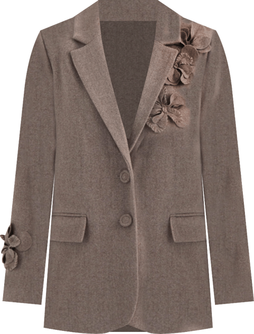 Nvlt Women's Blazer with 3D Flowers and Embroidery