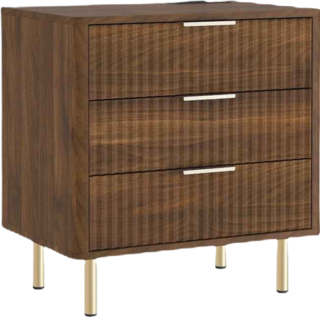 Mdf Smart Nightstand with Charging Station, Night Light, Modern Night Stand with Storage Cabinet for Bedroom