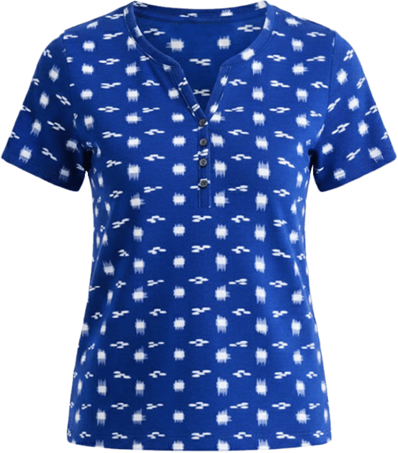Women's Printed Short-Sleeve Henley Top, Exclusively at Macy's