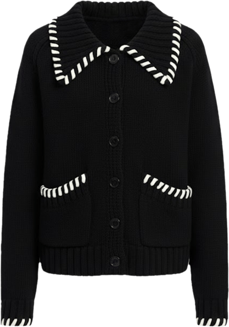 Women's Piper Whipstitch Spread Collar Cardigan Sweater