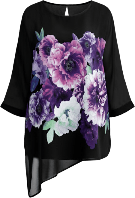 Women's Plus Size Printed Asymmetric Blouse