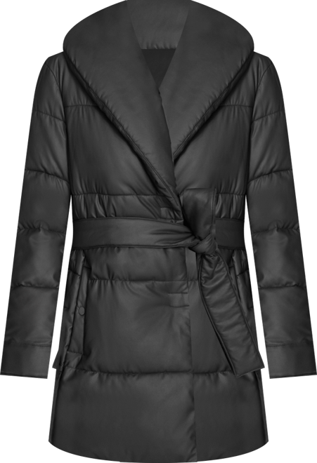 Women's Adela Pillow Collar Faux Leather Wrap Coat