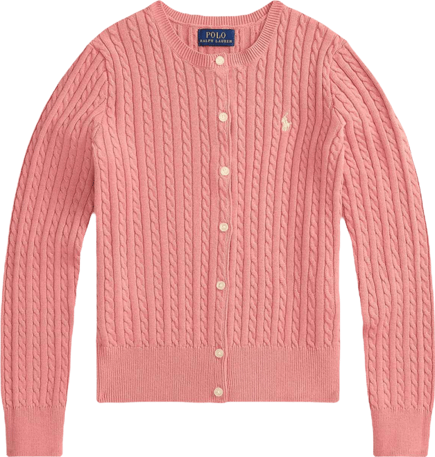 Girls' 7-16 Mini-Cable Button Front Cardigan