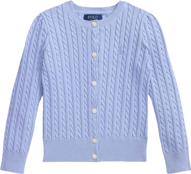 Girls' 2T-6X Mini-Cable Front-Button Cardigan
