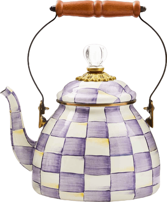 Violet Check 2-Quart Handmade Tea Kettle
