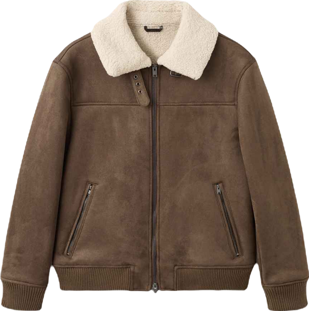 Men's Faux-Leather Fleece Jacket