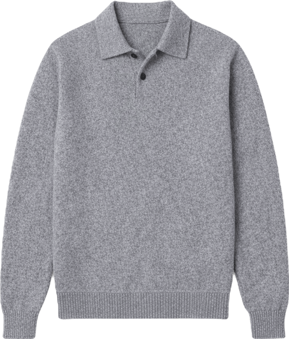 Men's Knitted Wool Blend Polo Sweater