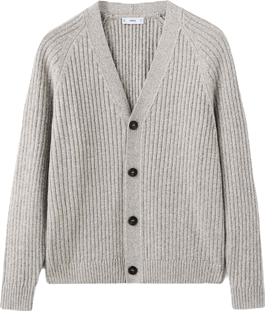 Men's Wool-Blend Ribbed Cardigan