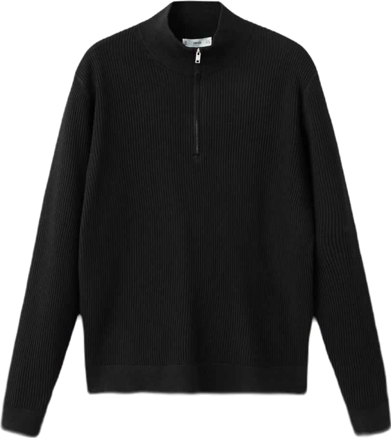 Men's Zip Neck Ribbed Sweater
