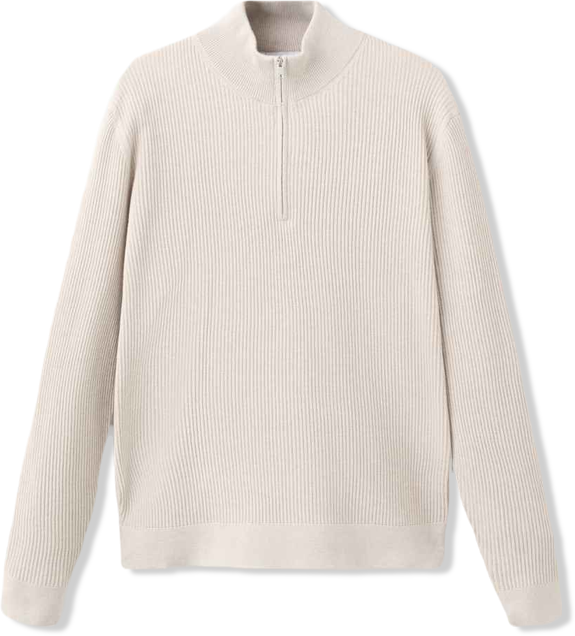Men's Zip Neck Ribbed Sweater