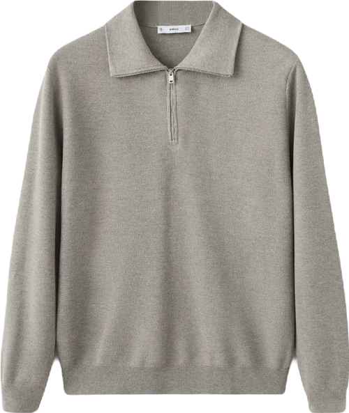 Men's Zipper Collar Microstructure Sweater