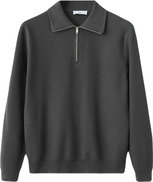 Men's Zipper Collar Microstructure Sweater