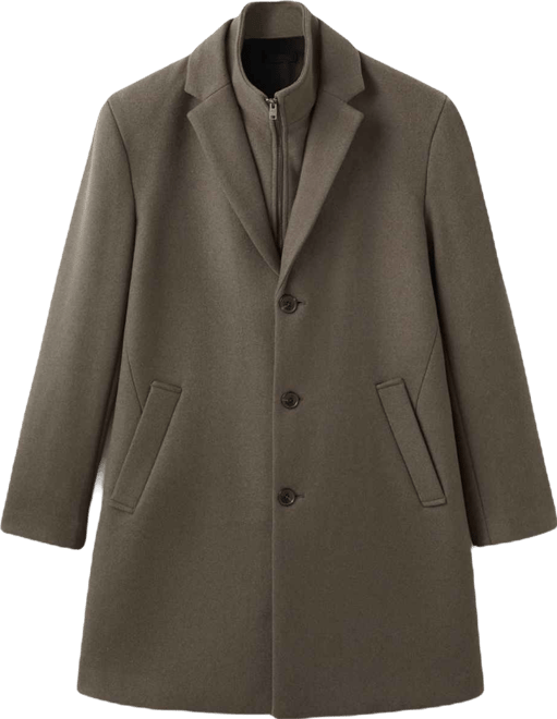 Men's Detachable Inner Collar Wool Coat