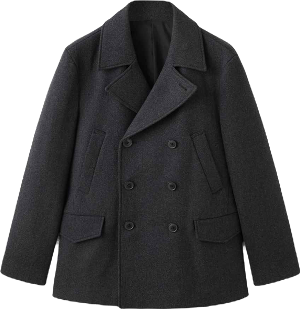 Men's Short Double-Breasted Wool Coat
